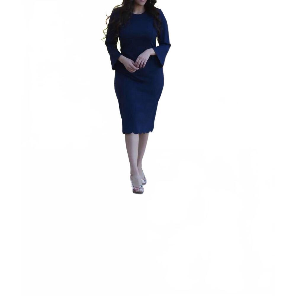 NEW SKIRT SOCIETY lilly scalloped dress in navy blue